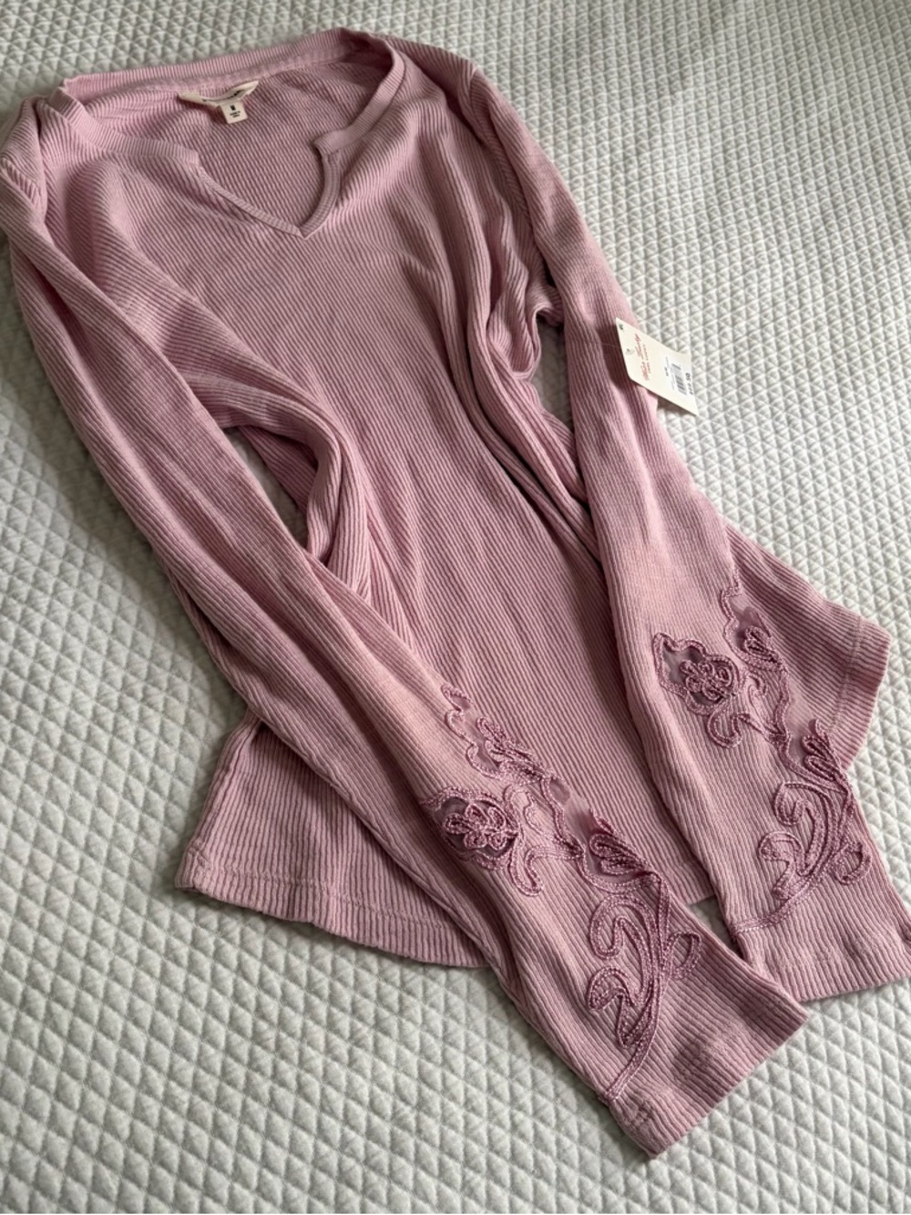 Lucky Brand Dawn Pink Ribbed Top